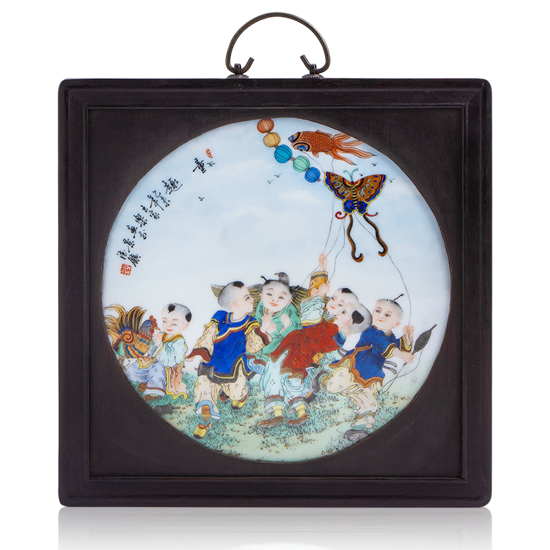 Jingdezhen ceramic porcelain plate painting claborate - style painting tong qu little sitting room adornment porcelain plate painting murals household furnishing articles