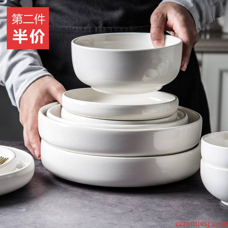 Nordic ceramic tableware, kitchen home soup bowl rainbow such as bowl bowl plate LIDS, move pure color to use food dish