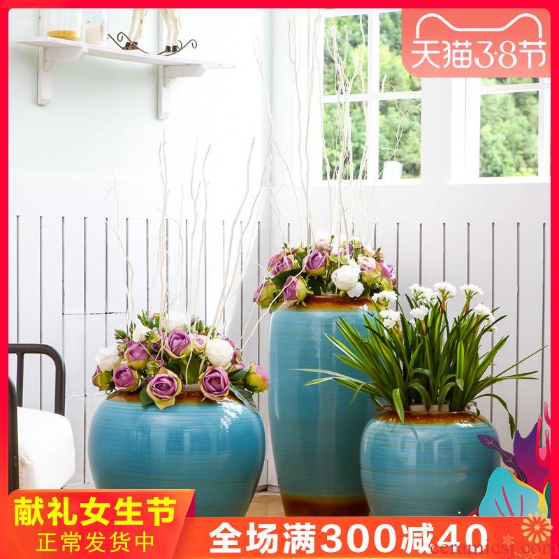 Jingdezhen new Chinese rural large simulation flower vase decoration to the hotel villa clubhouse ceramic flower implement furnishing articles