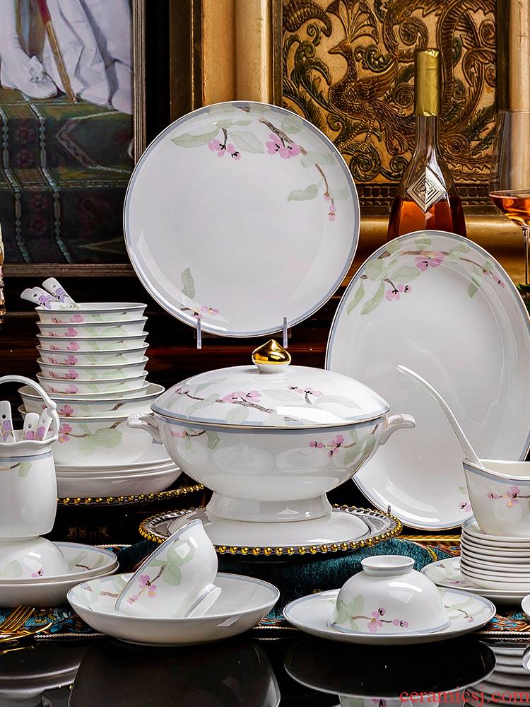 Kay and high - class European - style ipads porcelain tableware suit up phnom penh dish suit household jingdezhen ceramic bowl dish combination