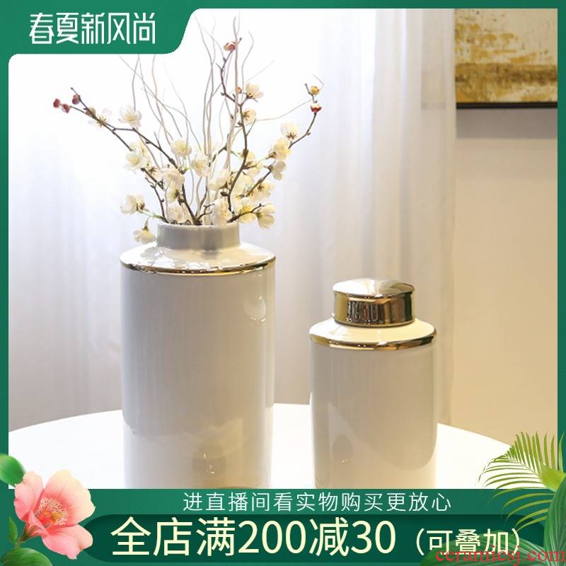 Jingdezhen new Chinese style the general pot of piggy bank furnishing articles sitting room adornment household flower simulation flower decoration ceramics