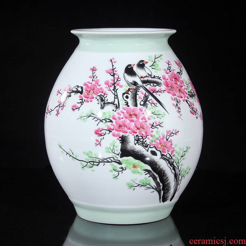 Jingdezhen ceramics vase celebrity virtuosi water points peach blossom put hand - made beaming vase collection certificate