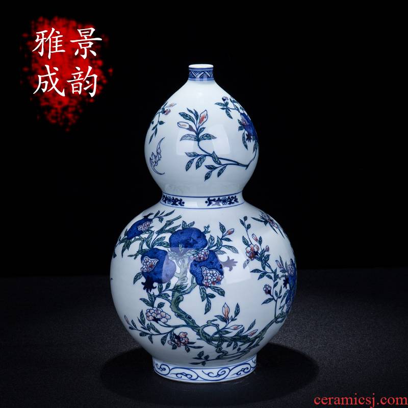 Pomegranates of blue and white porcelain of jingdezhen ceramics hand - made vases, restore ancient ways the large furnishing articles archaize of new Chinese style porch