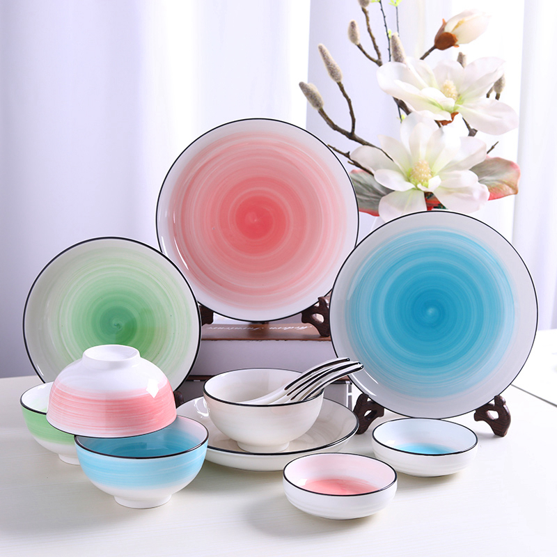 Dishes suit household jingdezhen ceramics tableware chopsticks ipads China to eat rice bowl noodles soup bowl Japanese combination plate