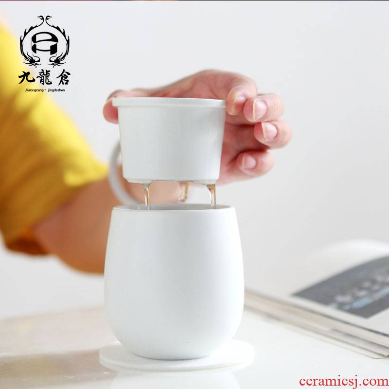 DH jingdezhen ceramic cups household with cover filter ceramic cup tea cup of office tea cup