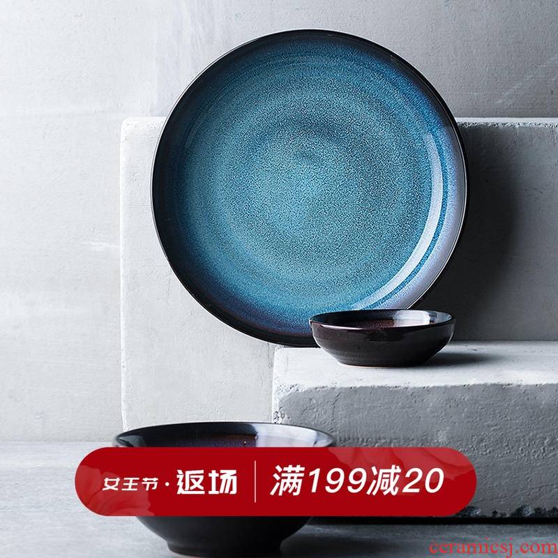 And sim creative ceramic dishes dish household rice bowls of household soup plate plate plate European - style soup bowl dish bowl