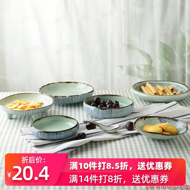 Three points to burn a shallow bowl of soup bowl Japanese art ceramics tableware household individual creativity bowls of fruit salad dessert bowl