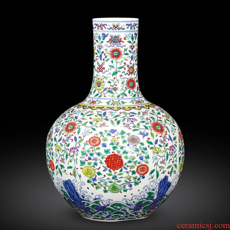 Jingdezhen ceramics imitation yongzheng hand - made color bucket vase Chinese style restoring ancient ways is the sitting room porch home furnishing articles