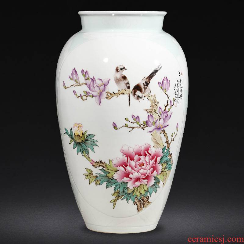 Jingdezhen ceramics famous hand - made enamel vase furnishing articles sitting room flower arranging Chinese style household decoration gifts