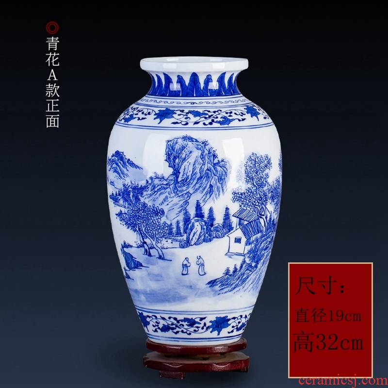 Jingdezhen porcelain vase hand - made pervious to light and exquisite landscape vase modern furnishing articles rich ancient frame of Chinese style household decoration