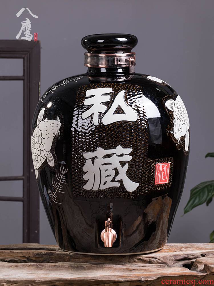 Jingdezhen ceramic jar soil household with cover 10 jins 20 jins, 100 jins pot liquor bottle hoard it