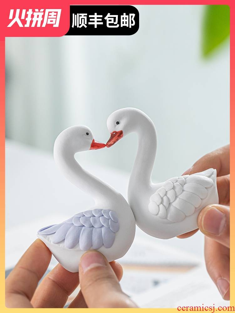 Swan, furnishing articles ceramic decoration new girlfriends girlfriend small ornament send picking wedding gift