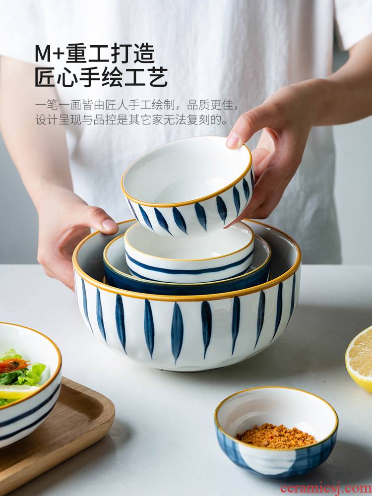 Modern green yao Japanese housewife under glaze color to use salad bowl ceramic suit household individual flavour dish soup bowl rainbow such use