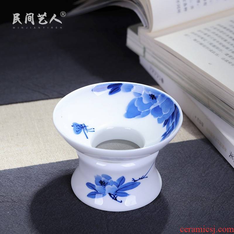 Jingdezhen blue and white tea hand - made ceramic) filter ceramic kung fu tea tea tea accessories