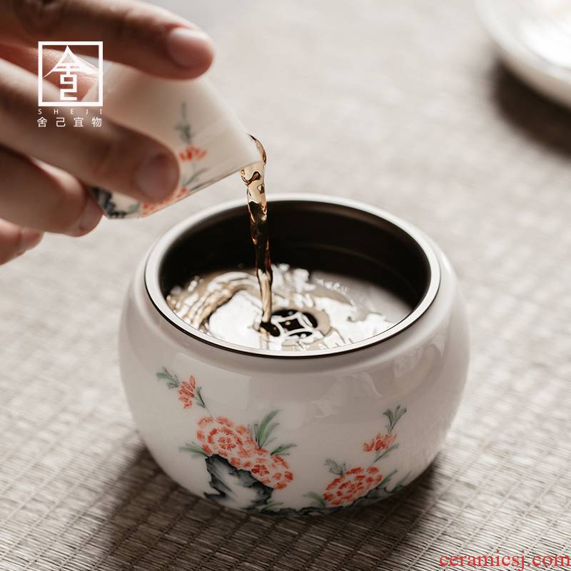 The Self - "appropriate content of jingdezhen hand - made built in hot water bucket tin cover water jar tea cup washing dry wash tea accessories kung fu