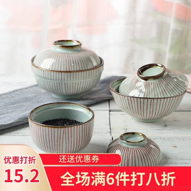 Three ceramic with tureen Japanese household mercifully rainbow such use creative individual steamed egg eat bowl bowl bowl of bowls