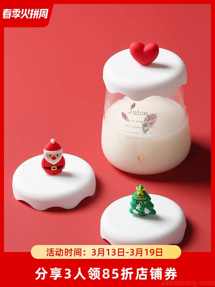 Christmas silicone lid general circular mark cup lid ceramic cups accessories, anti - dust glass cup