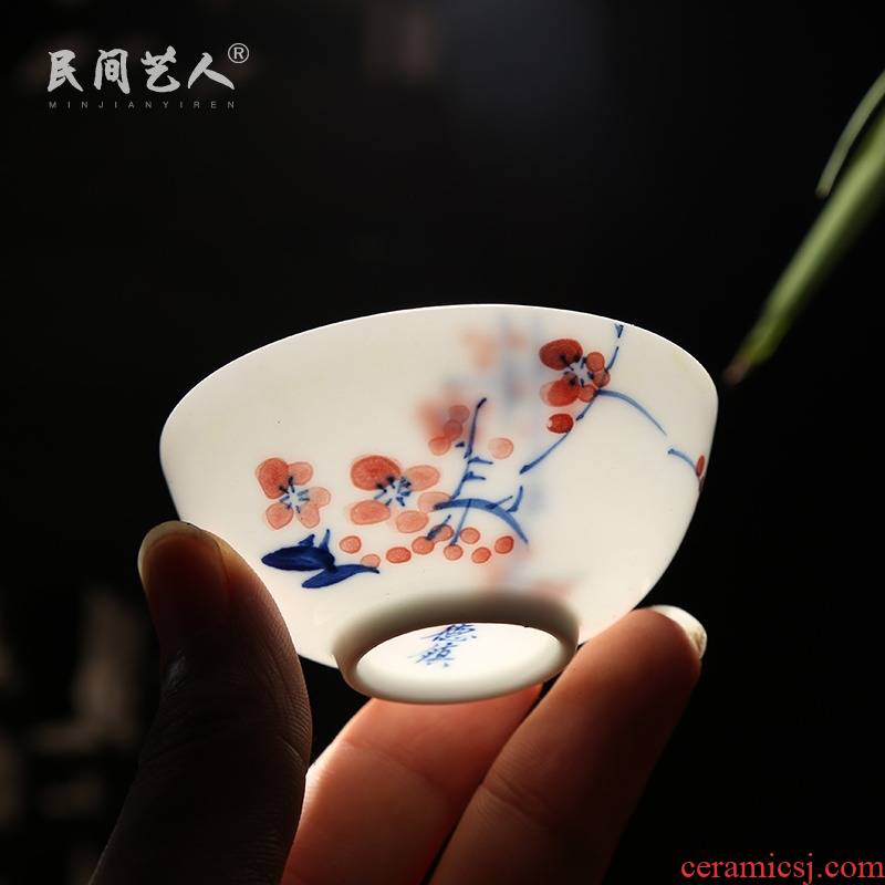 Jingdezhen ceramic hand - made small bowl tea kungfu tea cup master cup personal cup sample tea cup single CPU