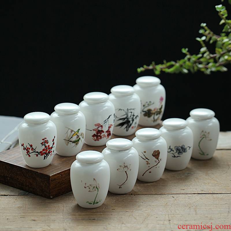 Twinkle lung mini tea pot, ceramic small green tea pu - erh tea flower medicine cream powder sealed storage tanks of tea packaging
