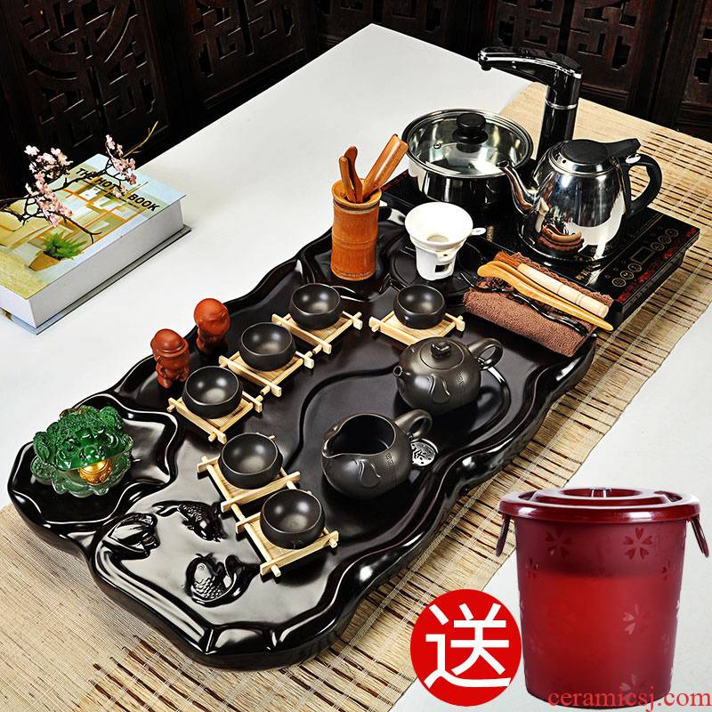 Hui, make tea set your up ceramic tea sets glass of a complete set of kung fu tea set induction cooker technology wood tea tray of tea table