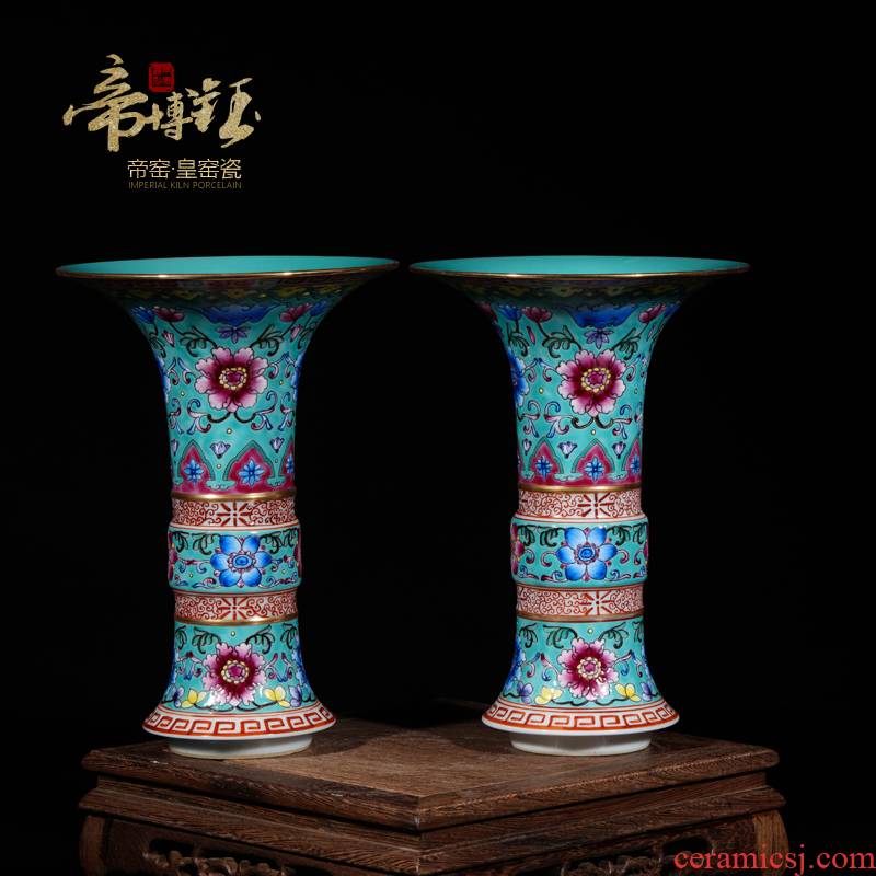 Jingdezhen ceramic vases, high - grade hand - made antique black mushroom powder enamel porcelain flower home sitting room decoration