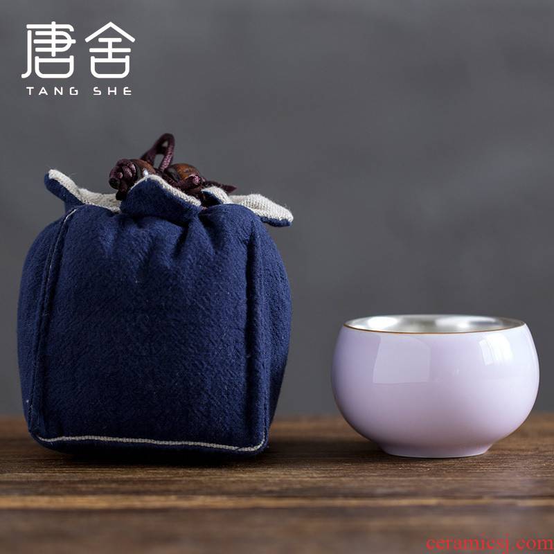 Tang s checking silver cup tasted silver gilding silver tank kung fu master sample tea cup Luo Hanchan set ceramic cup