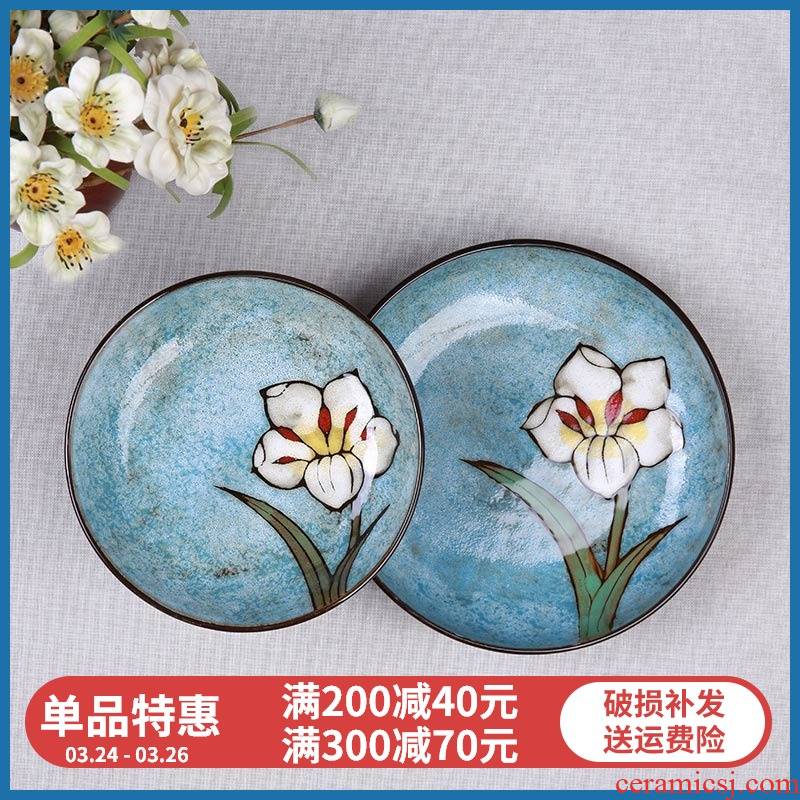 Korean yuquan 】 【 disc ceramic creative household food dish plate dishes suit hand - made color glaze