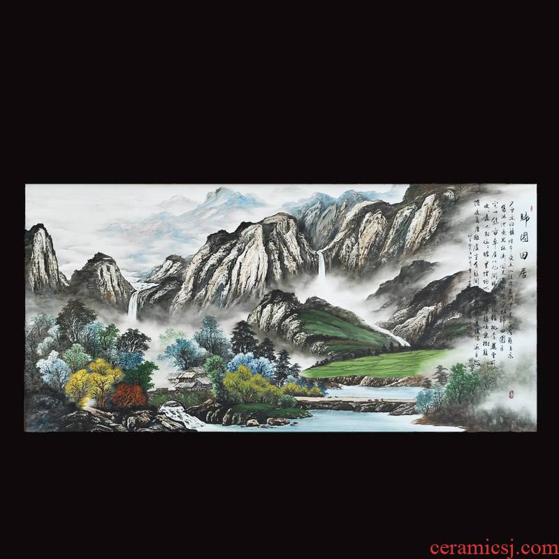 The Master of jingdezhen ceramics Dong Lin sea hand - made pastel yellow and field in China printmaking sitting room adornment picture hangs a picture