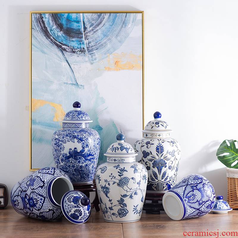 Jingdezhen ceramics furnishing articles table sitting room of Chinese style household adornment wedding gift of archaize of blue and white porcelain clay
