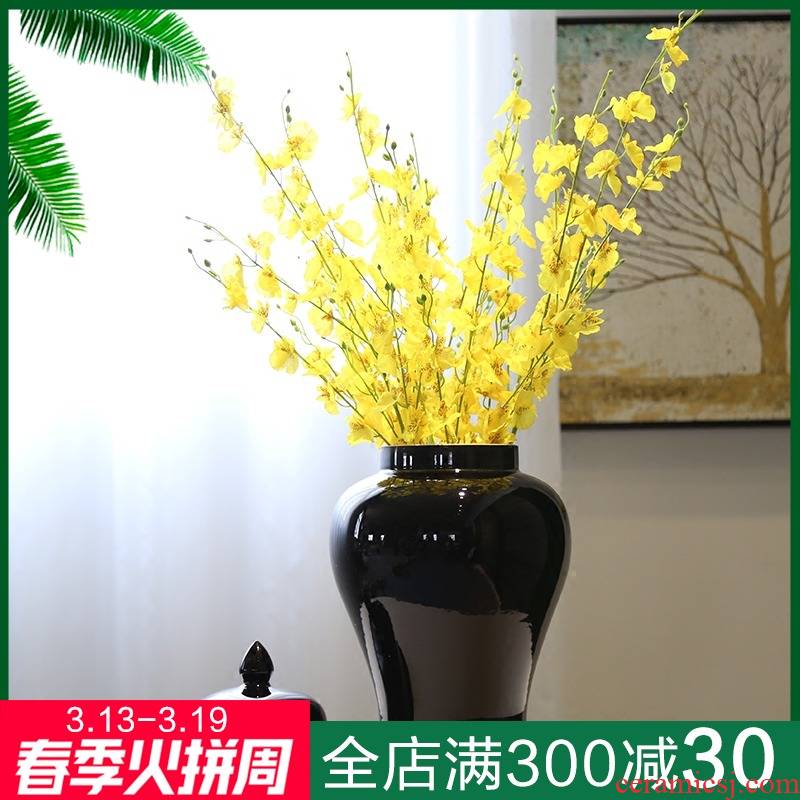 General jingdezhen ceramic vase, black mesa of new Chinese style tea pot candy jar decorative flower furnishing articles