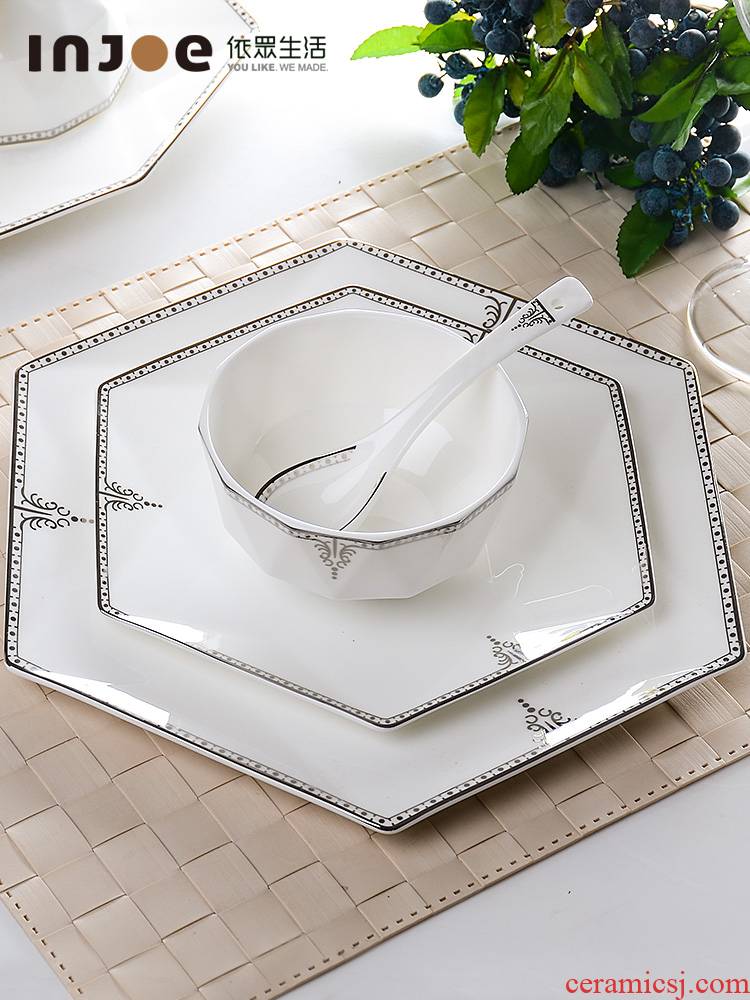 Platinum and diamond free collocation with ipads porcelain tableware suit dishes home European dishes suit household creative dishes