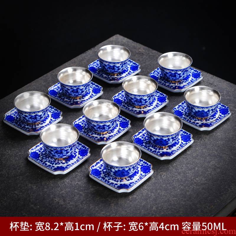 Ceramic cups master cup single CPU noggin see colour cup of jingdezhen blue and white porcelain bowl with pure manual kung fu tea