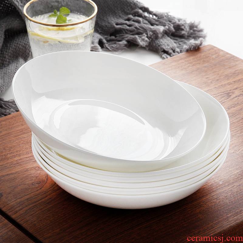 White ipads China plate sub contracted household food dish pretty deep diameter White porcelain ceramic plate plate deep dish dishes
