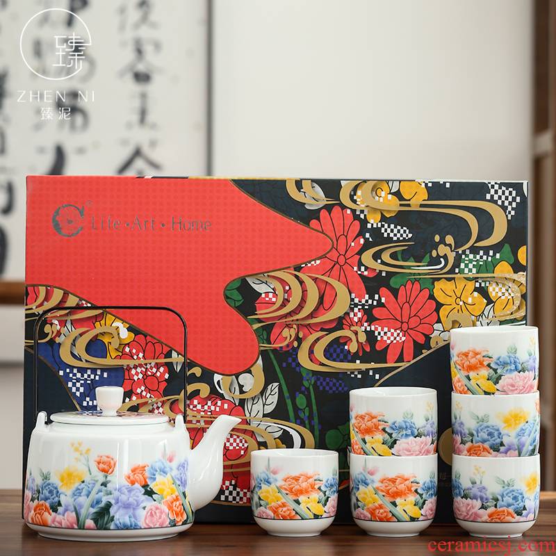 By mud Japanese big teapot suit household zen girder pot of kung fu tea cups ceramic teapot gift boxes
