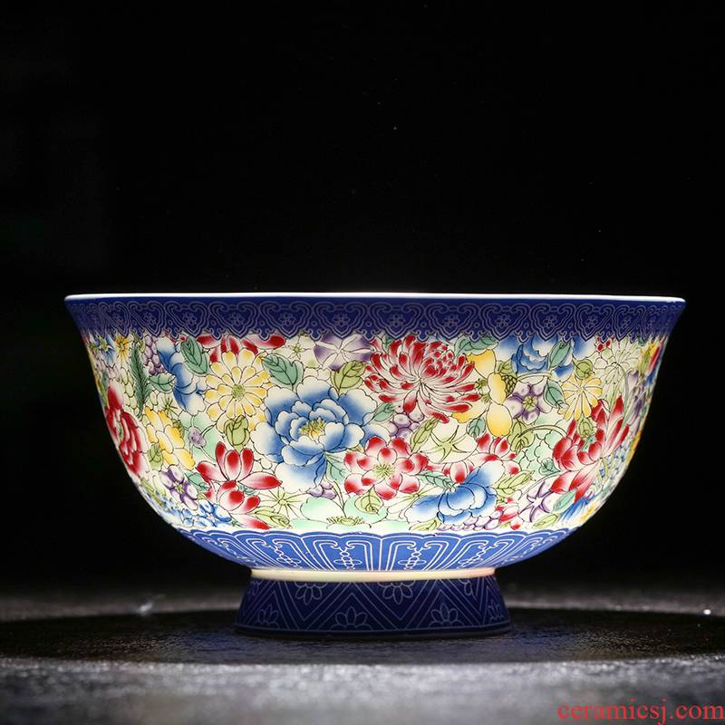 Ceramic tableware rice bowls of Chinese style household mercifully rainbow such as bowl five inches colored enamel microwave bowl of antique gift to use