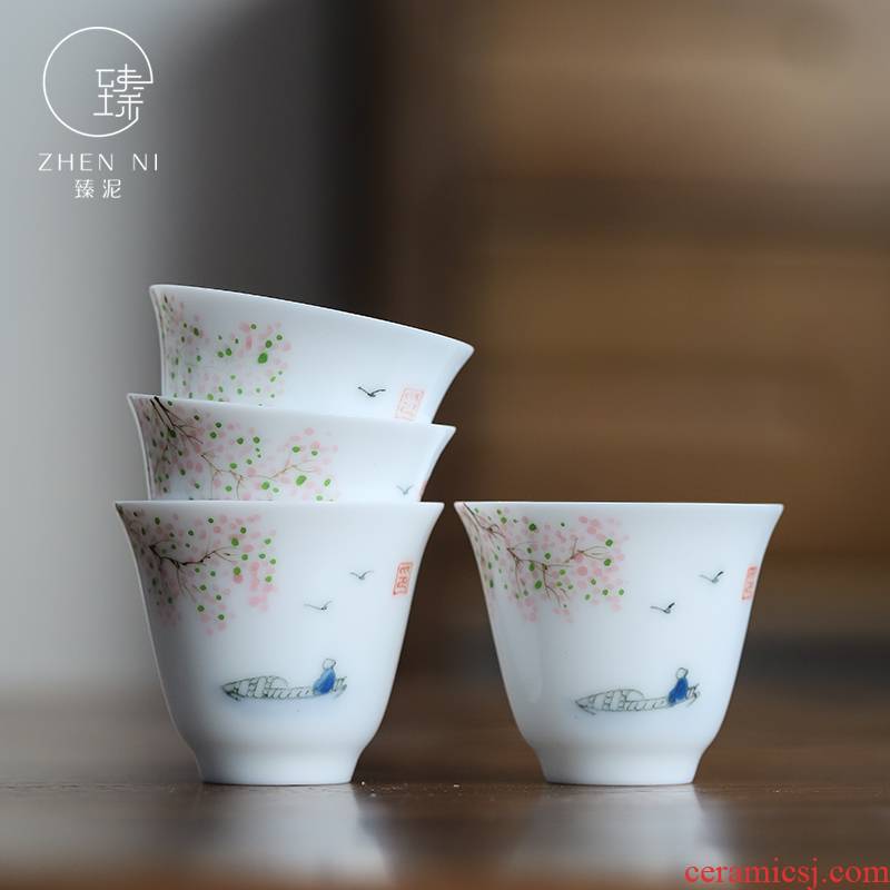 By them pure hand - made teacup jingdezhen thin body manual mud sample tea cup home of kung fu tea cup master CPU