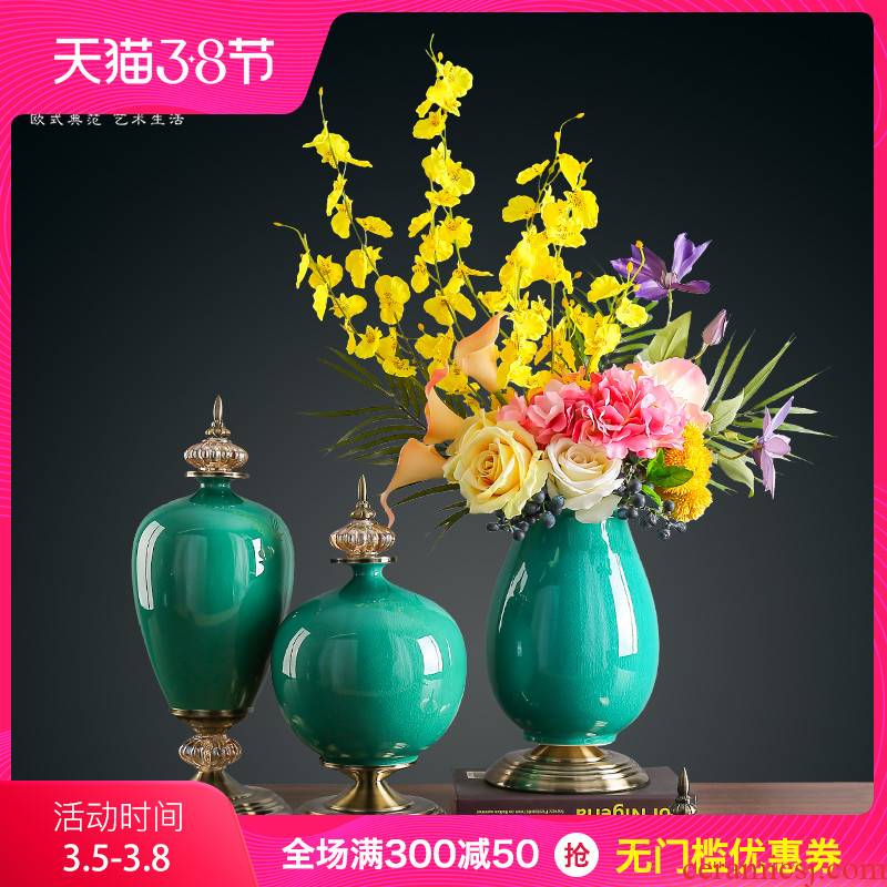 The New Chinese vase living room TV cabinet table decorations furnishing articles European contracted ceramic dry flower arranging flowers porch decoration