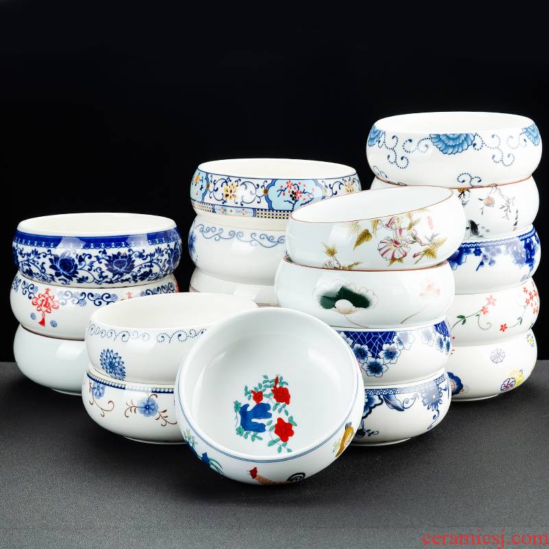 NiuRen household white porcelain tea to wash large ceramic bowl washing writing brush washer from kung fu tea tea accessories washing water in a jar