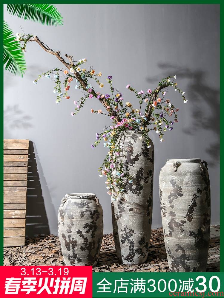 Of large ceramic vase device furnishing articles dried flower arranging flowers sitting room Of Chinese style restoring ancient ways Of creative household decorative pottery by hand