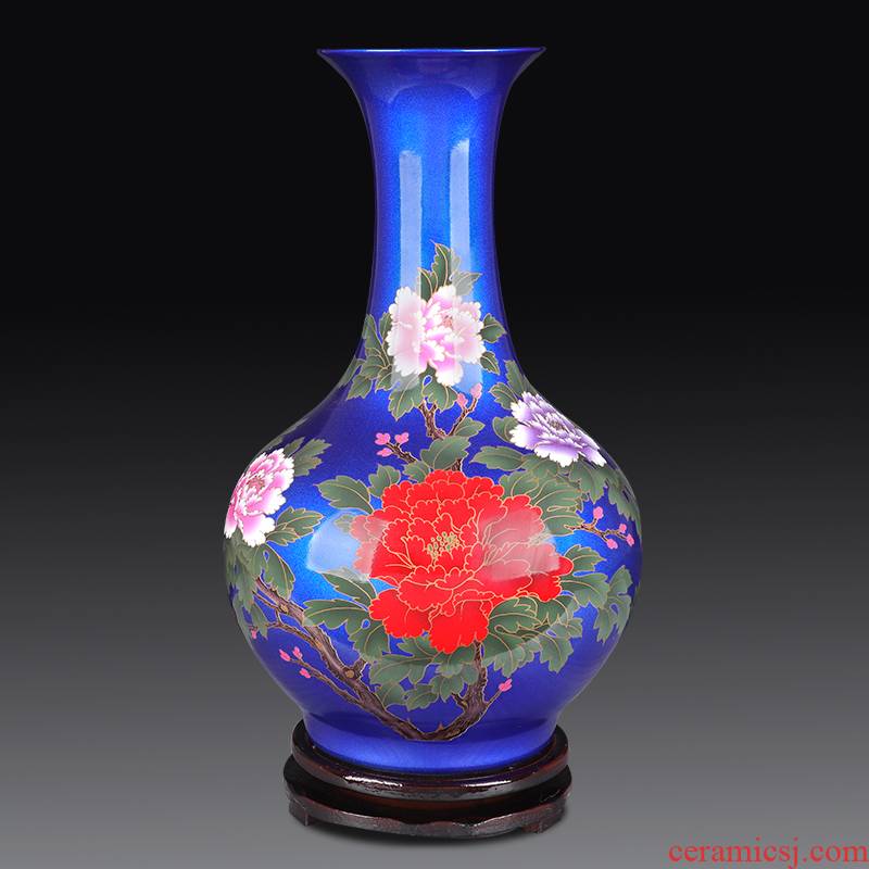 Jingdezhen ceramics vase furnishing articles blue flower arranging the sitting room of Chinese style household decorations arts and crafts porcelain decoration