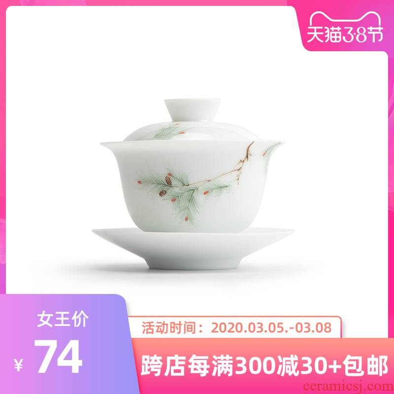 Mr Nan shan pinus massoniana three tureen teacup only a single ceramic bowl with simple hand - made them tureen thin body