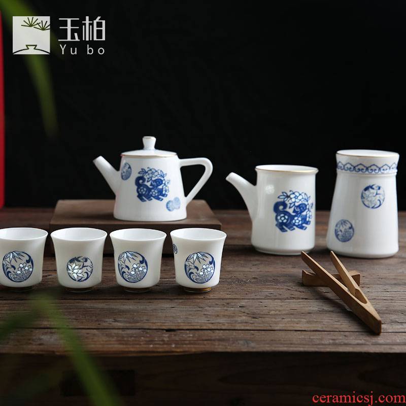Jade ceramic zodiac parker and exquisite tea sets of a complete set of blue and white porcelain kung fu tea set prosperous matter best tea