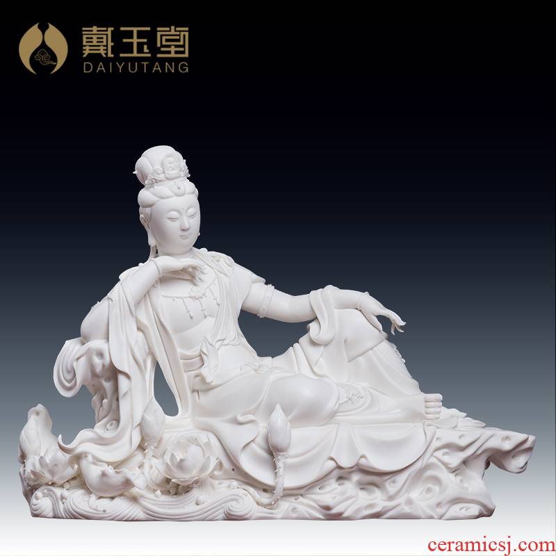 Yutang dai dehua ceramic Buddha master Liu Mingzhi works home furnishing articles lie lotus guanyin/D19-17 a