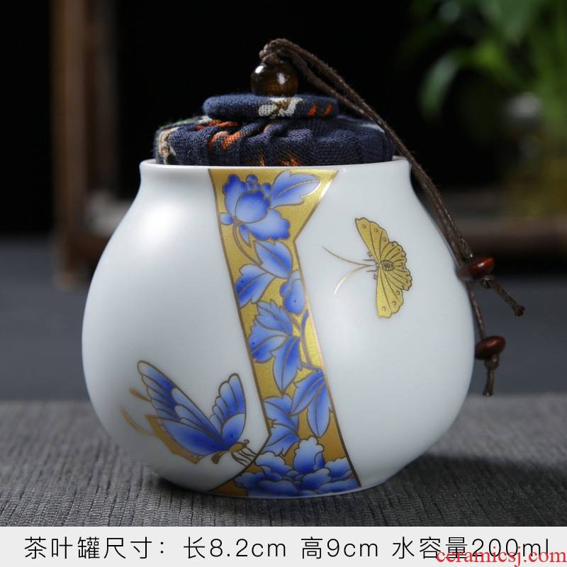 Household longquan celadon caddy fixings suit small storage tank pu 'er tea tea POTS awake ceramic seal storage tank