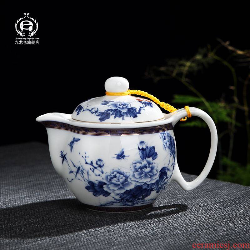 DH jingdezhen blue and white porcelain ceramic tea kettle household utensils teapot side filter points the small single pot of tea