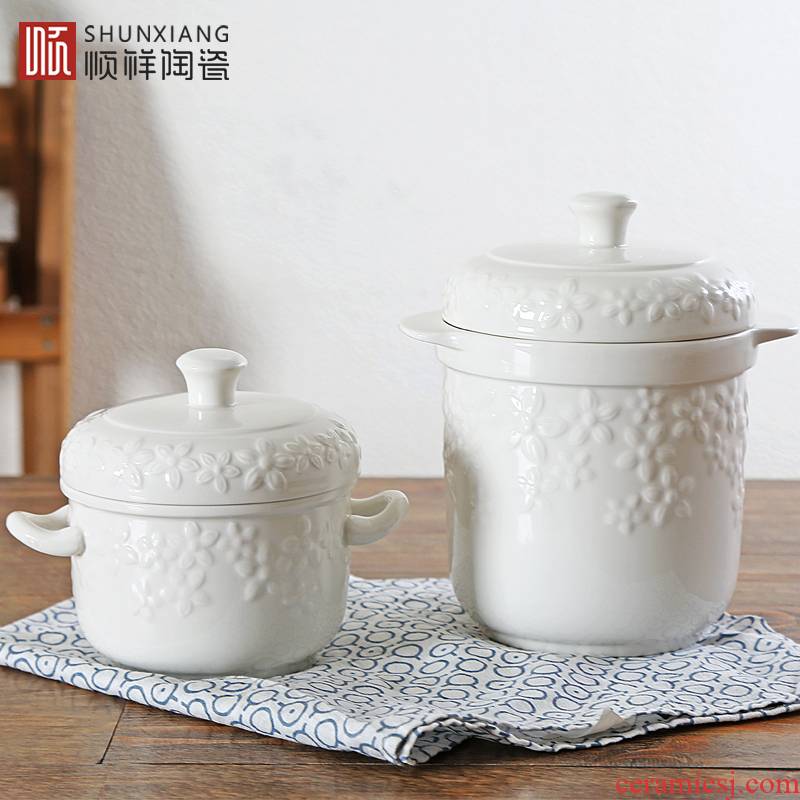 Shun cheung ceramic household stew stewed bird 's nest with cover high - temperature steam cup bladder stew soup cup double