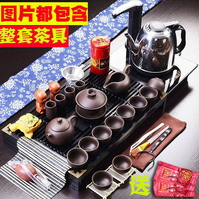 12-12 promote the sale of a complete set of kung fu tea set purple ceramic teapot teacup tea tea sets tea tray