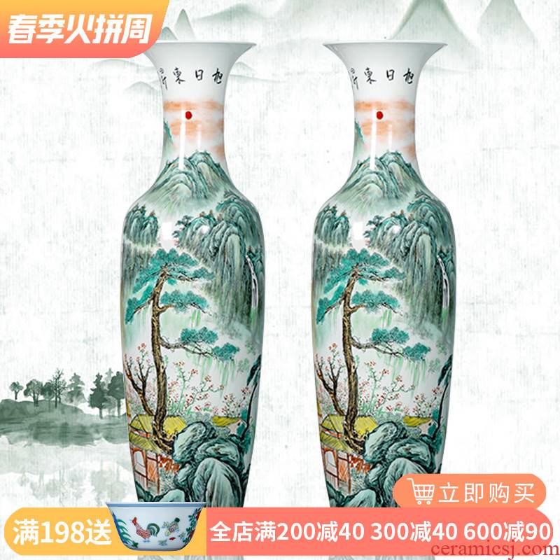 Jingdezhen ceramics hand - made big vase sitting room porch landing place hotel decoration for the opening of the new Chinese style gifts