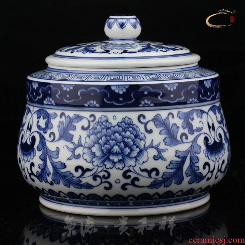 Jing DE and auspicious jingdezhen blue and white made peony blue storage POTS household business gifts ceramic POTS