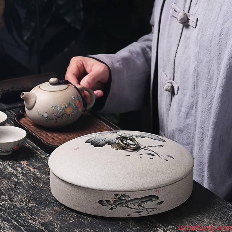 Puer tea cake tea pot receive a case ceramic seal tank large wake white tea caddy fixings household receives